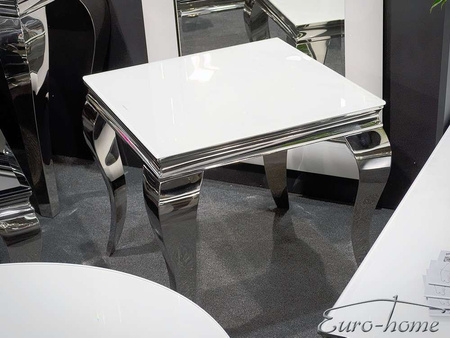 Stolik kawowy biały szklany blat modern barock 60x60x60 cm D780