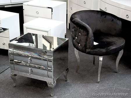 Czarny welurowy fotel glamour z kryształkami 60x60x72 cm FC39