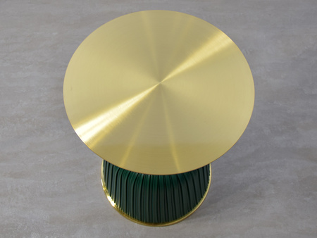 Złoty stolik z zieloną podstawą Ø40x55 cm T087C