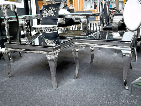 Stolik kawowy czarny szklany blat modern barock 60x60x50 cm D306