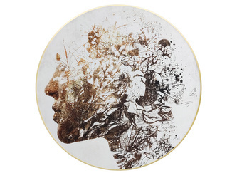 Okrągły obraz złota kobieca twarz 90 cm A0926