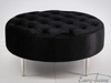 Okrągła welurowa czarna pufa 90x90x42 cm POUF003