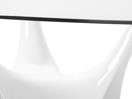 Nowoczesny okrągły szklany stół z białą rozłożystą podstawą Ø120x75 cm FT318