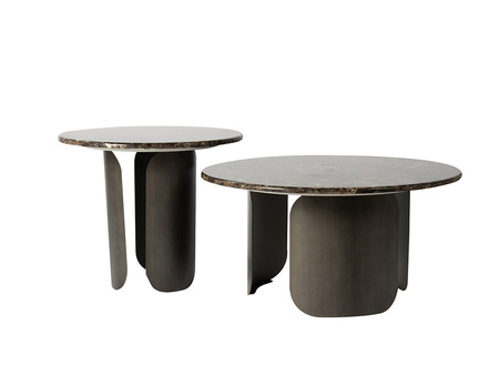 Satynowy stolik z marmurowym blatem 60x50 cm T089B