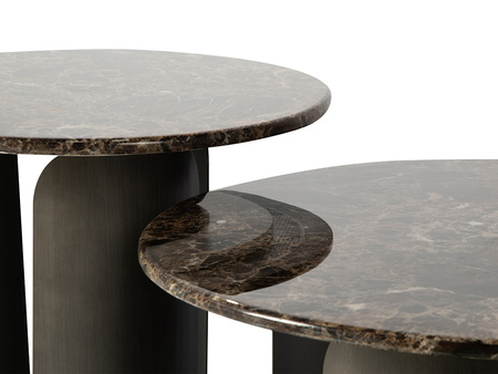 Satynowy stolik z marmurowym blatem 60x50 cm T089B