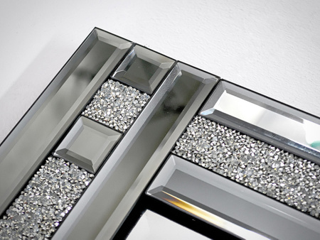 Lustro rama kryształki grafit glam 60x90 TM8023