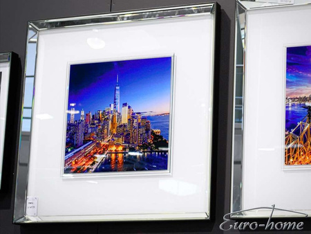 Obraz Nowy York Manhattan lustrzana rama 80x80 cm S41574 