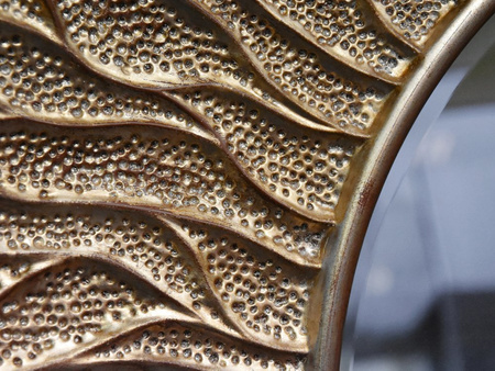 Lustro w nieregularnej ramie w kolorze "szampańskiego złota" Ø110 cm PU443C