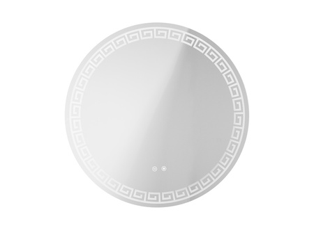 Okrągłe lustro łazienkowe grecki wzór LED 80 cm 23TMB006