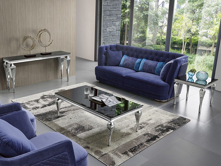 Czarny szklany stolik kawowy 130x70x40 cm C951