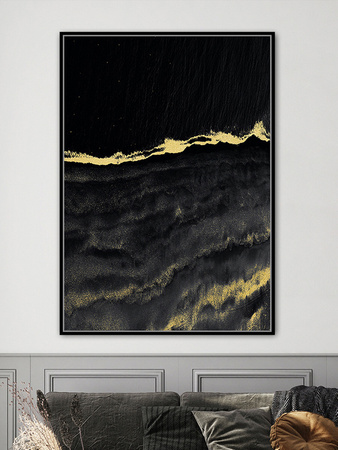 Złoto czarny nowoczesny obraz 82,6x122,6 cm L0300