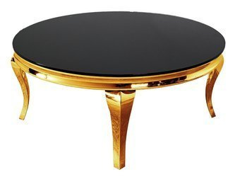 Okrągły złoty stolik z czarną szybą Ø100x40 cm C306-1