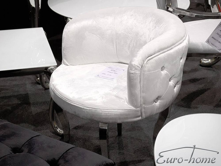 Biały fotel pikowany kryształkami 60x60x72 cm FC39