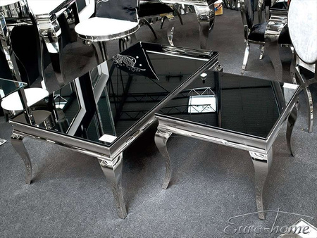 Stolik kawowy czarny szklany blat modern barock 60x60x50 cm D306