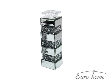 Lustrzany świecznik z kryształkami 10x10x40 cm GD2017