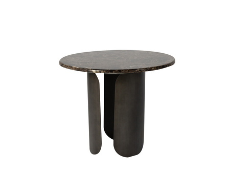 Satynowy stolik z marmurowym blatem 60x50 cm T089B