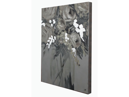 Obraz z kwiatami okraszony srebrem 60x80 cm JWE0421