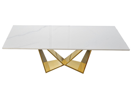 Złoty stolik marmurowy błyszczący blat 130x70x43 cm CT2061C