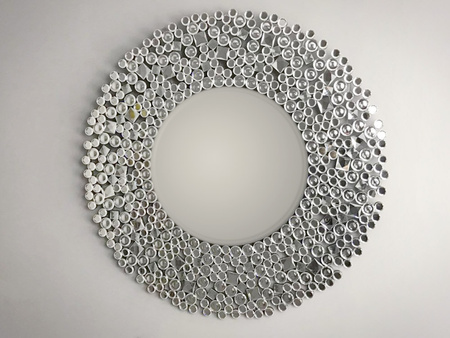 Lustro glamour w okrągłej luksusowej ramie 90 cm 16JZ03