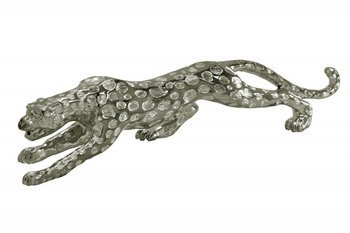 Drapieżna srebrna figura geparda 76x15x21 cm 1012