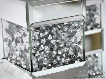 Lustrzany świecznik z kryształkami 10x10x30 cm GD2017 