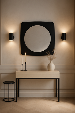 Okrągłe lustro w czarnej metalowej oprawie 80x80 cm TOYJ21-057