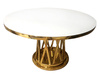 Złoty okrągły stół z dekoracyjną podstawą art deco Ø128x75 cm TH371