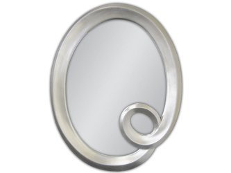 Srebrne owalne lustro 74x94 cm PU196