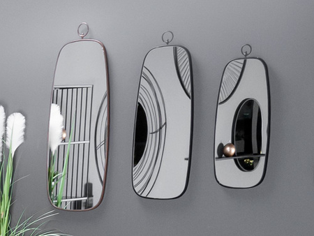 Czarne lustro retro z zawieszką 28x66,5x1,5 cm TOYJ19-093