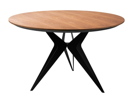 Okrągły drewniany stół stalowe czarne nogi Ø120x75 cm MT310