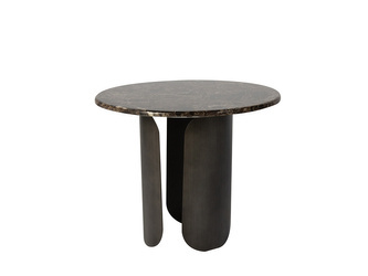 Satynowy stolik z marmurowym blatem 60x50 cm T089B