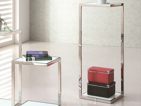 Szklany biały kwietnik 38x38x111 cm JJ1039