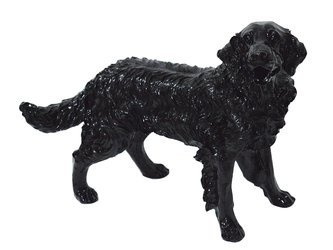 Czarna figura psa Golden Retriever 54x44x34 cm  A020
