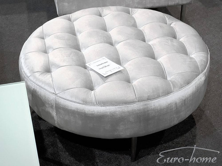 Okrągła welurowa srebrna pufa 90x90x42 cm POUF003 