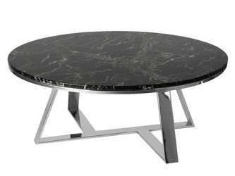 Stolik kawowy z marmurowym czarnym blatem Ø100x41 cm C037