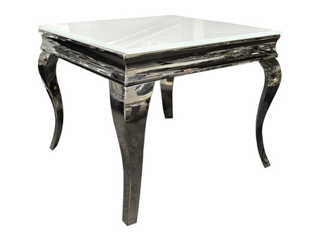 Stolik kawowy biały szklany blat modern barock 60x60x60 cm D780