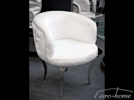 Biały fotel pikowany kryształkami 60x60x72 cm FC39