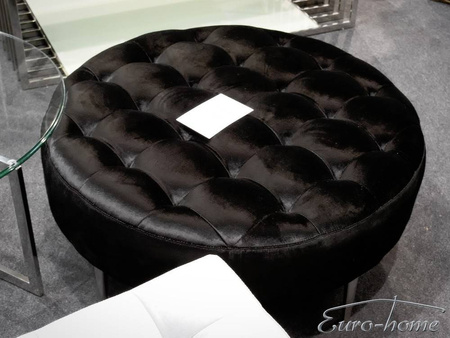 Okrągła welurowa czarna pufa 90x90x42 cm POUF003