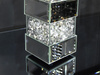 Lustrzany świecznik z kryształkami 10x10x30 cm GD2017 