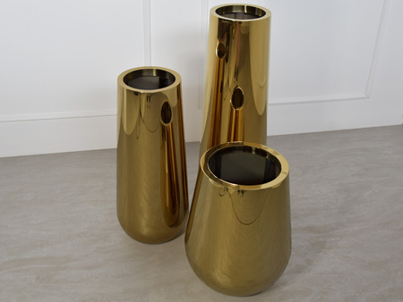 Lustrzana elegancka wysoka złota donica Ø30x70 cm 88296 