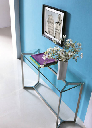 Srebrna szklana konsola 120x40x80 cm GG1007