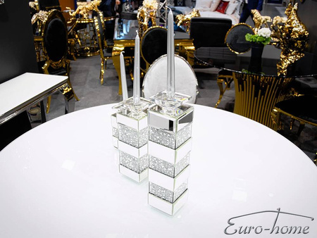 Lustrzany świecznik z kryształkami 10x10x30 cm GD2017 