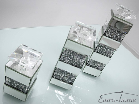 Lustrzany świecznik z kryształkami 10x10x30 cm GD2017 