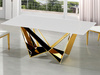 Designerski złoty stół z marmurowym białym blatem 240x120x75 cm CT2061