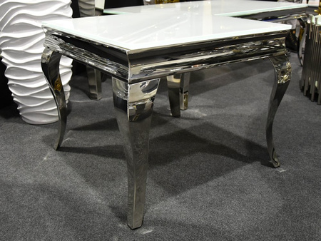 Stolik kawowy biały szklany blat modern barock 60x60x60 cm D780