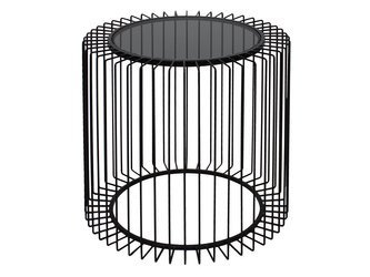 Druciany stolik kawowy grafitowy szklany blat Ø 50x42 cm TOYJ19-529