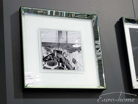 Obraz czarno- białe zdjęcie łodzi  55x55 cm S51059A