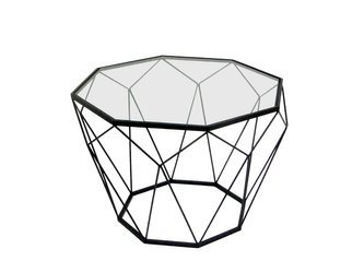 Geometryczny czarny metalowy stolik szklany blat Ø 55 x 38 cm TOYJ19-654