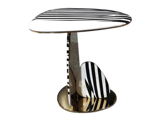 Złoto-biały stolik "zebra" 57x45x60 cm A58