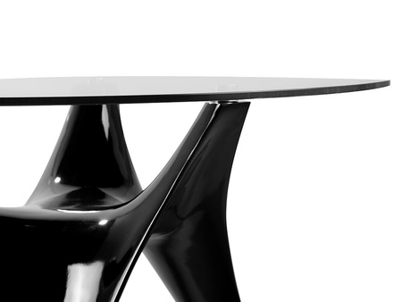 Nowoczesny okrągły szklany stół z czarną rozłożystą podstawą Ø120x75 cm FT318